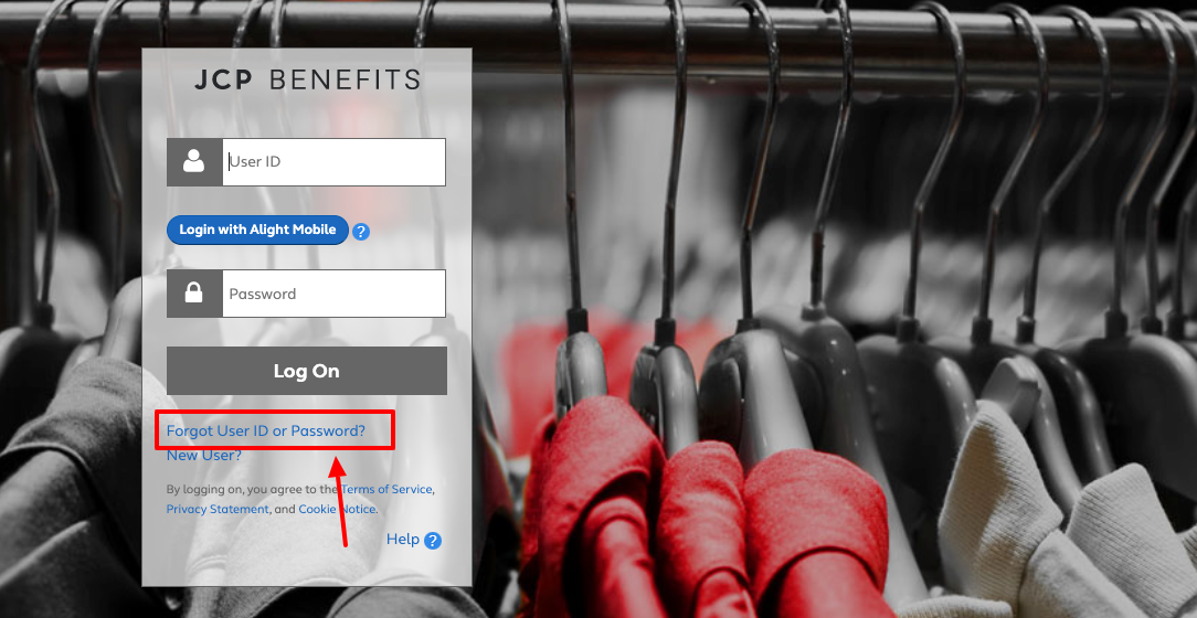 jcpenney benefits forgot password