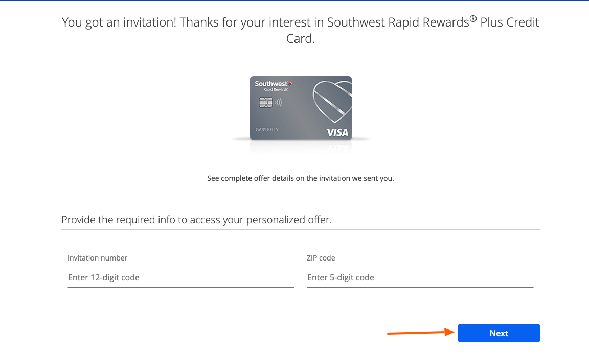 southwest rapid rewards card application