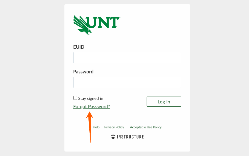 reset your unt canvas login password